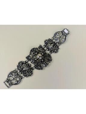 gothic ornate silver cuff bracelet